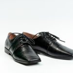 Pantofi dama casual, piele naturala, negri, cu siret c45