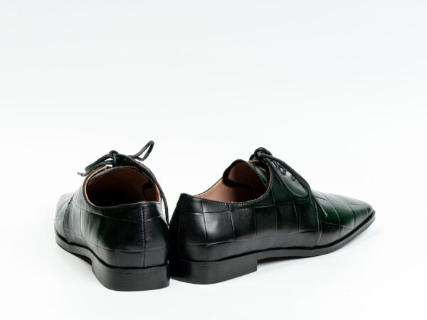 Pantofi dama casual, piele naturala, negri, cu siret c45 - imagine 3