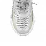 Sneakers dama din piele naturala, argintii - imagine 2
