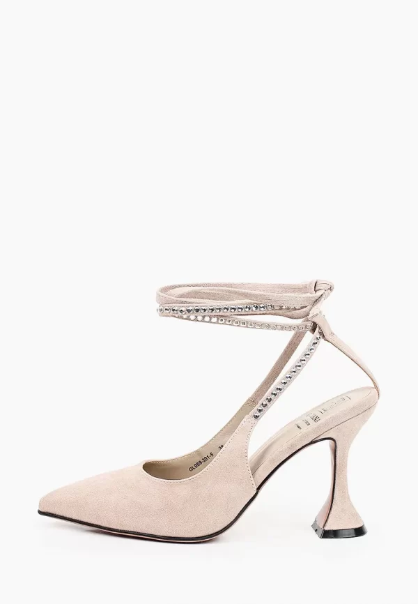 Pantofi stiletto decupati, piele naturala , eleganti bej ,cu accesorii - imagine 2