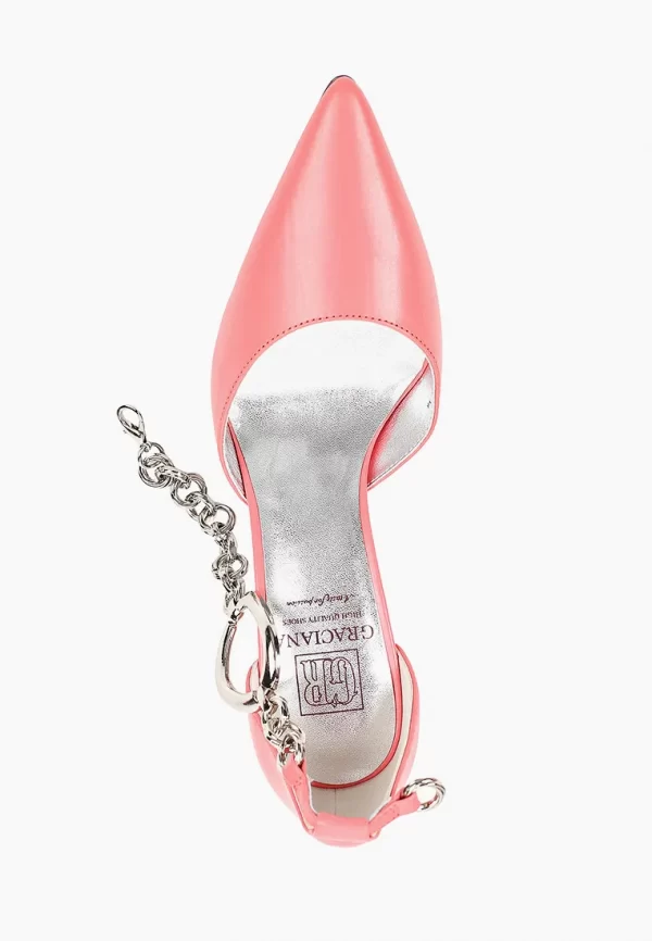 Pantofi stiletto decupati, piele naturala , roze - imagine 5