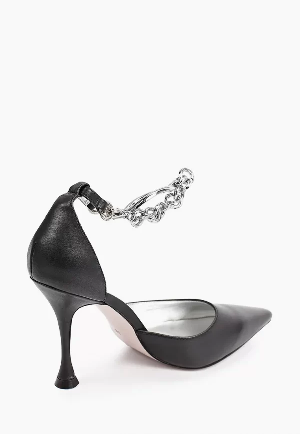 Pantofi stiletto decupati, piele naturala , negrii - imagine 3