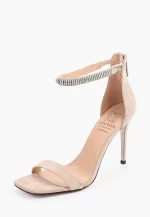 Sandale dama elegante , piele naturala,  accesoriu pe picior din pietre bej