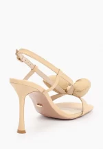 Sandale dama , piele naturala, accesoriu fundiță , bej - imagine 3