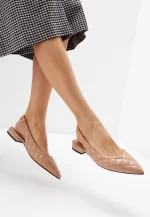 Balerini dama eleganti, piele naturala , bej