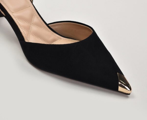 Pantofi stiletto decupati,  piele intoarsa - imagine 3