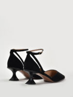 Pantofi stiletto decupati,  piele intoarsa - imagine 4