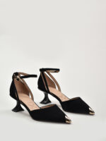 Pantofi stiletto decupati,  piele intoarsa - imagine 6