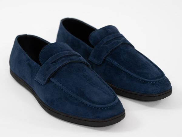 Pantofi casual barbati , piele intoarsa , bleumarin - imagine 4