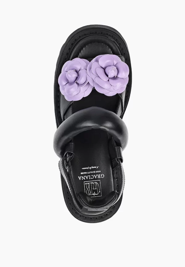 Sandale dama , piele naturala , negre - imagine 4