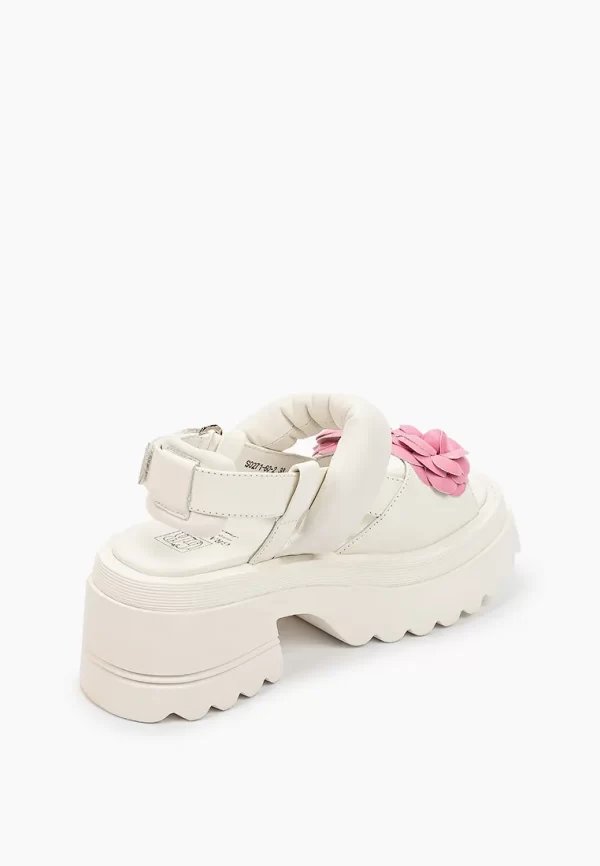 Sandale dama , piele naturala , albe - imagine 4