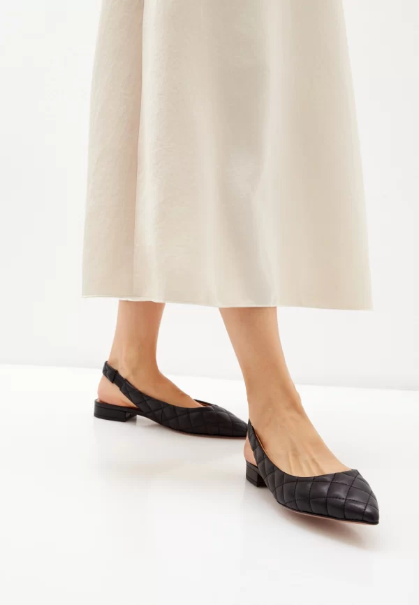 Balerini dama eleganti, piele naturala , negrii - imagine 5