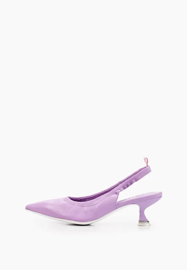 Pantofi  decupati, piele naturala , mov - imagine 2