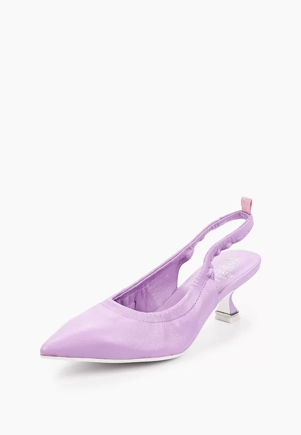 Pantofi  decupati, piele naturala , mov - imagine 3