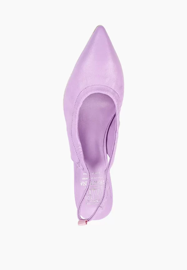 Pantofi  decupati, piele naturala , mov - imagine 4