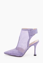 Pantofi stiletto decupati, cu plasa pe picior , piele intoarsa , lila - imagine 2
