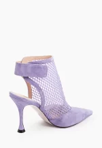 Pantofi stiletto decupati, cu plasa pe picior , piele intoarsa , lila - imagine 4