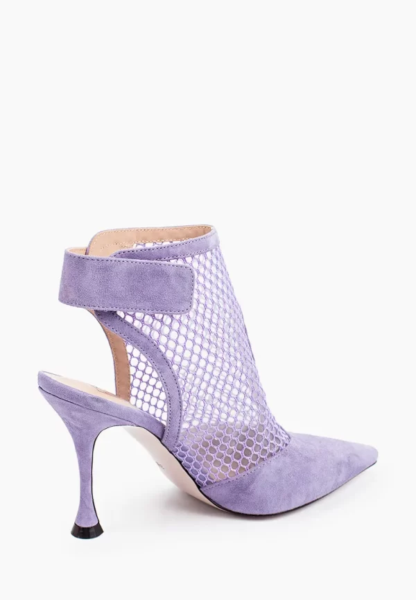 Pantofi stiletto decupati, cu plasa pe picior , piele intoarsa , lila - imagine 4