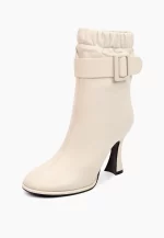 Botine elegante , piele naturala , ivory