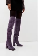 Cizme elegante , piele intoarsa , mov C-402 - imagine 2