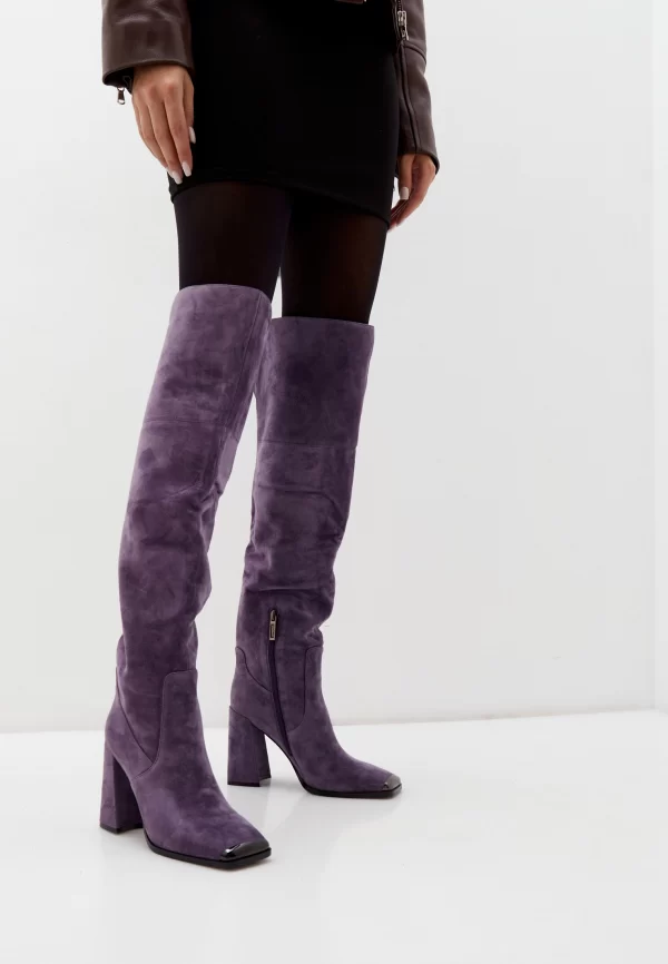 Cizme elegante , piele intoarsa , mov C-402 - imagine 2