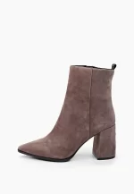 Botine elegante , piele intoarsa , bej inchis C822 - imagine 2