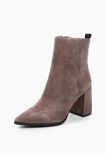 Botine elegante , piele intoarsa , bej inchis C822
