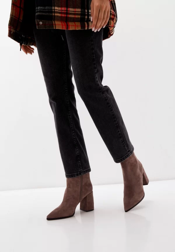 Botine elegante , piele intoarsa , bej inchis C822 - imagine 3