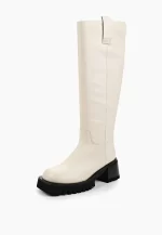 Cizme dama elegante , piele naturala , ivory