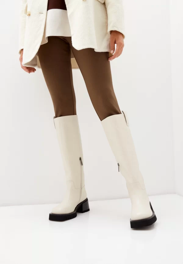 Cizme dama elegante , piele naturala , ivory - imagine 5