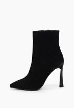 Botine elegante , piele intoarsa , negre C823 - imagine 2