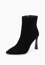 Botine elegante , piele intoarsa , negre C823