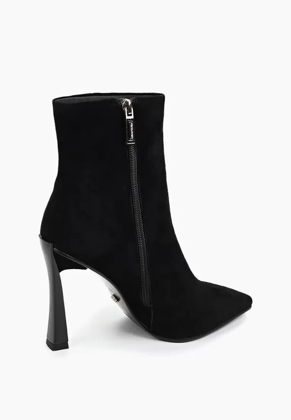 Botine elegante , piele intoarsa , negre C823 - imagine 3