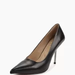 Pantofi Stiletto eleganti , piele naturala , cu toc argintiu