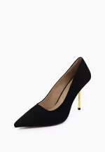 Pantofi Stiletto eleganti , piele intoarsa, cu toc auriu