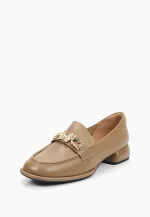 Pantofi dama cu accesoriu auriu , maro