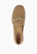 Pantofi dama cu accesoriu auriu , maro - imagine 4