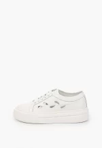 Sneakers dama din piele , cu model , alb - imagine 6