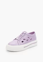 Sneakers dama din piele , cu model , lila - imagine 5