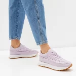 Sneakers dama din piele naturala , perforati , lila