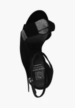 Sandale dama elegante , piele intoarsa,  accesoriu pietre , negre - imagine 3