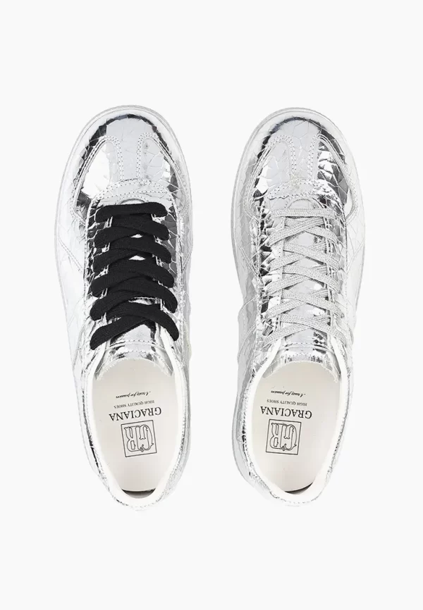 Sneakers dama din piele lucioasa , argintiu - imagine 3