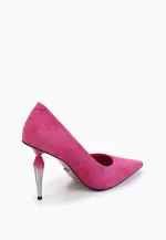 Pantofi Stiletto fucsia , piele intoarsa, cu toc - imagine 4
