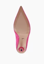 Pantofi Stiletto fucsia , piele intoarsa, cu toc - imagine 2