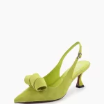 Pantofi  decupati, piele intoarsa cu accesoriu , verzi