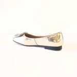 Balerini dama eleganti, piele naturala ,auriu cu accesoriu pietre - imagine 2