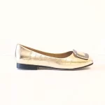 Balerini dama eleganti, piele naturala ,auriu cu accesoriu pietre - imagine 4