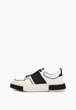 Pantofi barbati sport, piele naturala , albi cu negru c-475 - imagine 2