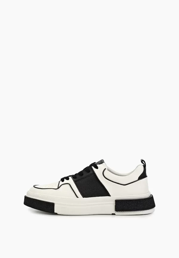 Pantofi barbati sport, piele naturala , albi cu negru c-475 - imagine 2