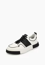 Pantofi barbati sport, piele naturala , albi cu negru c-475